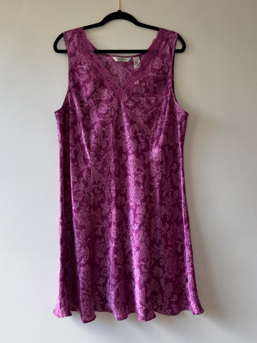 Women’s Sleeveless Nightdress - Purple Floral Slip Medium Large